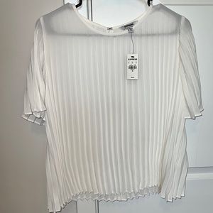 Express Pleated Crew Neck Top